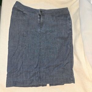 Coldwater Creek Cotton Spandex Blue Women's Skirt Back Hem Split Sz. 12 Pockets